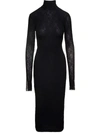 Philosophy Di Lorenzo Serafini Midi Black Fitted Dress With Mock Neck In Lace Woman In Black