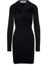 PHILOSOPHY DI LORENZO SERAFINI MINI BLACK RIBBED DRESS WITH CUT-OUT DETAILS AT THE FRONT IN VISCOSE BLEND WOMAN