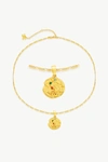 Classicharms Gold Sculptural Zodiac Sign Pendant Necklace Set-aries In Blue