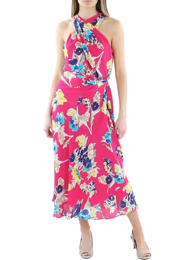 Lauren Ralph Lauren Womens Floral Halter Maxi Dress In Pink