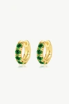 CLASSICHARMS DANIELA GOLD HUGGIE HOOP EMERALD ZIRCONIA EARRINGS