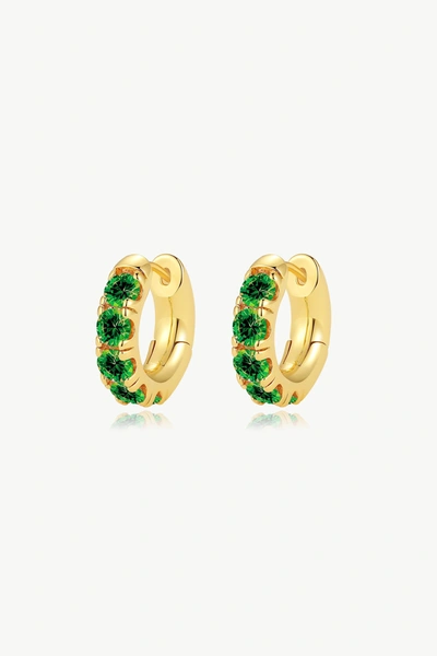 Classicharms Daniela Gold Huggie Hoop Emerald Zirconia Earrings In Green
