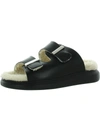 Alexander Mcqueen Womens Lamb Fur Slip On Slide Sandals In Multi