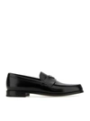 Prada Triangle Logo Chocolate Brushed Leather Loafers In Black