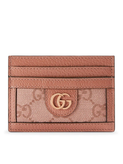 Gucci Ophidia Gg Canvas Card Holder In Pink & Purple