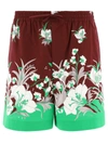 Valentino Floral-print Drawstring Shorts In Bordeaux