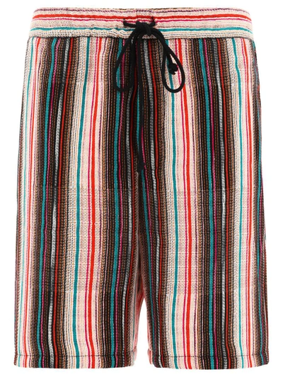 Song For The Mute Embroidered-stripes Bermuda Shorts In Multi-colour