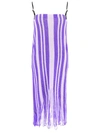 Jw Anderson 2-tone Fringed Knit Midi Dress In Purple