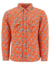 Erl Graphic-print Padded Cotton Overshirt In Orange