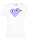 Comme Des Garçons Play White & Purple Large Double Heart T-shirt In White