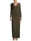 VERA WANG Taupe Ruched Dress,0400093758964