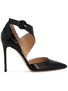 GIANVITO ROSSI BLACK PATENT ASYMMETRIC STRAP 110 HEELS,エナメルレザー100%