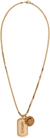 Versace Gold Dog Tag Necklace In Metallic