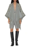 Burberry Check Wool Reversible Cape In Grey