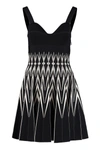 Alexander Mcqueen Two-tone Zig-zag Print Dress In Black