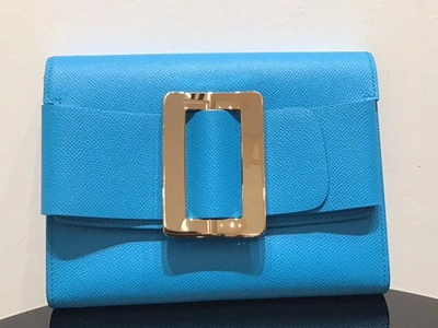 Boyy Leather Buckle Travel Case In Light Blue