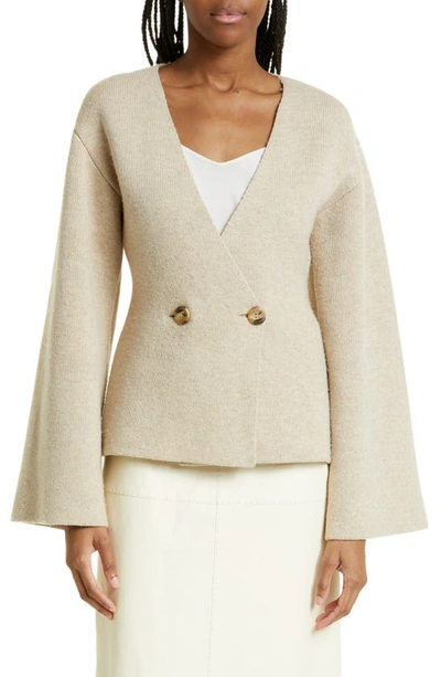 By Malene Birger Tinley Double-breasted Wool Cardigan In Twill Beige