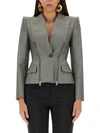 Alexander Mcqueen Wool Blazer Jacket With Zipper Detail In Grey