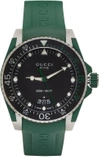 GUCCI GREEN AND SILVER DIVE WATCH,YA136310
