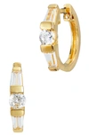 SAVVY CIE JEWELS 18K YELLOW GOLD PLATED STERLING SILVER CZ HOOP EARRINGS