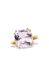 SAVVY CIE JEWELS SAVVY CIE JEWELS 18K GOLD PLATED STERLING SILVER PINK AMETHYST RING