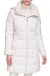 Calvin Klein Faux Shearling Lined Down Puffer Jacket In White