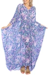 Saachi Floral Kaftan In Purple