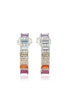 Suzy Levian Sterling Silver Rainbow Cubic Zirconia Drop Earrings In Silver Multi
