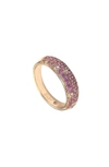 SUZY LEVIAN SUZY LEVIAN GOLDTONE PLATE STERLING SILVER PINK SAPPHIRE WHITE SAPPHIRE RING