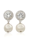 Suzy Levian Sterling Silver Freshwater Pearl Drop Earrings In White