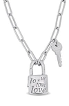 Delmar Lock & Key Paperclip Link Necklace In Silver