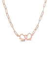 Delmar Open Heart Paperclip Link Necklace In Rose