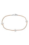 Delmar 6mm Ball Station Chain Bracelet In Rose
