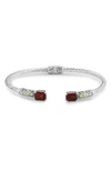 SAMUEL B. 18K GOLD STERLING SILVER GARNET BANGLE BRACELET