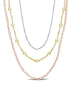Delmar Three-tone Layered Chain Necklace In Multi-color