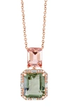 Effy 14k Rose Gold Diamond Prasiolite & Morganite Pendant Necklace In Rose Gold Multi