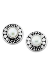 Samuel B. Sterling Silver Round Imitation Pearl Stud Earrings In White