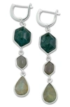 Samuel B. Sterling Silver Multi Stone Drop Earrings In Green