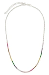Sterling Forever Maria Rainbow Cubic Zirconia Frontal Tennis Necklace In Silver