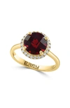 EFFY 14K YELLOW GOLD GARNET & DIAMOND RING