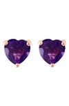 Effy 14k Rose Gold Heart Amethyst Stud Earrings In Purple