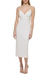 Guess Women's V-neck Chain-strap Side-cutout Dress In White