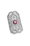 SAVVY CIE JEWELS SAVVY CIE JEWELS STERLING SILVER CUBIC ZIRCONIA FLORAL FILIGREE RING