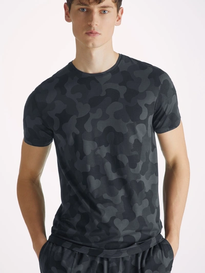 Derek Rose Mens Black London Camouflage-print Stretch-modal T-shirt