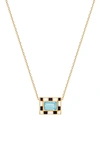 Nevernot Let's Play Chess 14k Gold Topaz Necklace In Multi