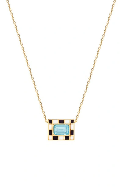 Nevernot Let's Play Chess 14k Gold Topaz Necklace In Multi