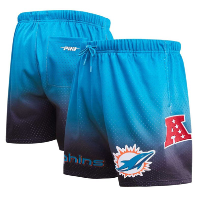 Pro Standard Black/aqua Miami Dolphins Ombre Mesh Shorts