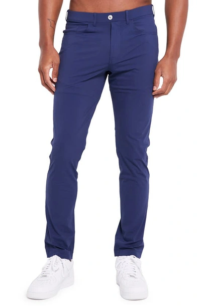 Redvanly Kent Flat-front Pants In Navy
