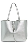 Rebecca Minkoff Megan Leather Tote In Silver