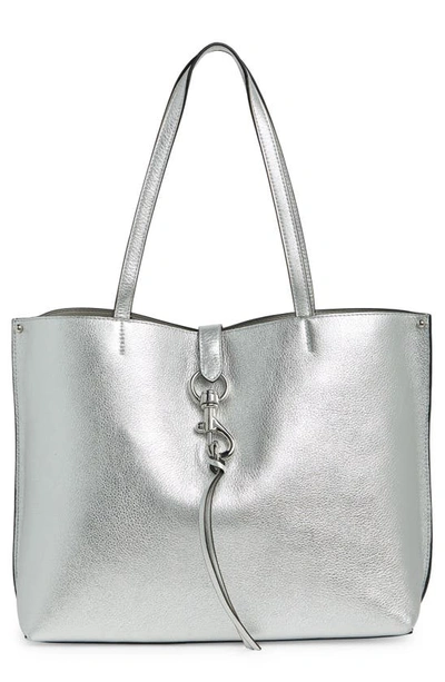 Rebecca Minkoff Megan Leather Tote In Silver